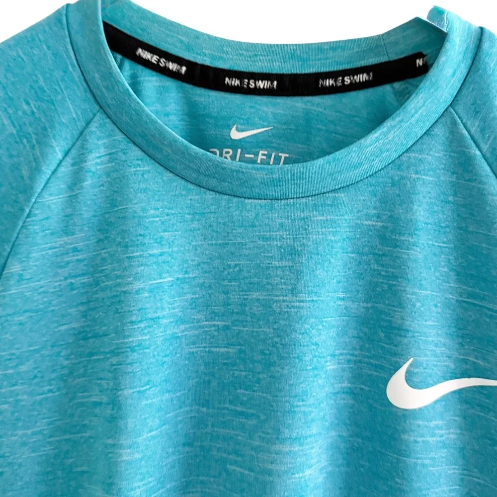Nike Swim Rash Guard Mens Small Teal Excellent Dri-FIT UPF 40+ Short Sleeve Tee